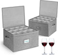 Cirhy Hard Shell Wine Glass Storage Box for Moving, 12 Glasses Each, 2-Pack