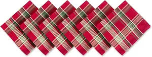 DII Holiday Kitchen and Table Dcor Christmas Cloth Square Napkin Set, Tango Red Plaid, 6 Count