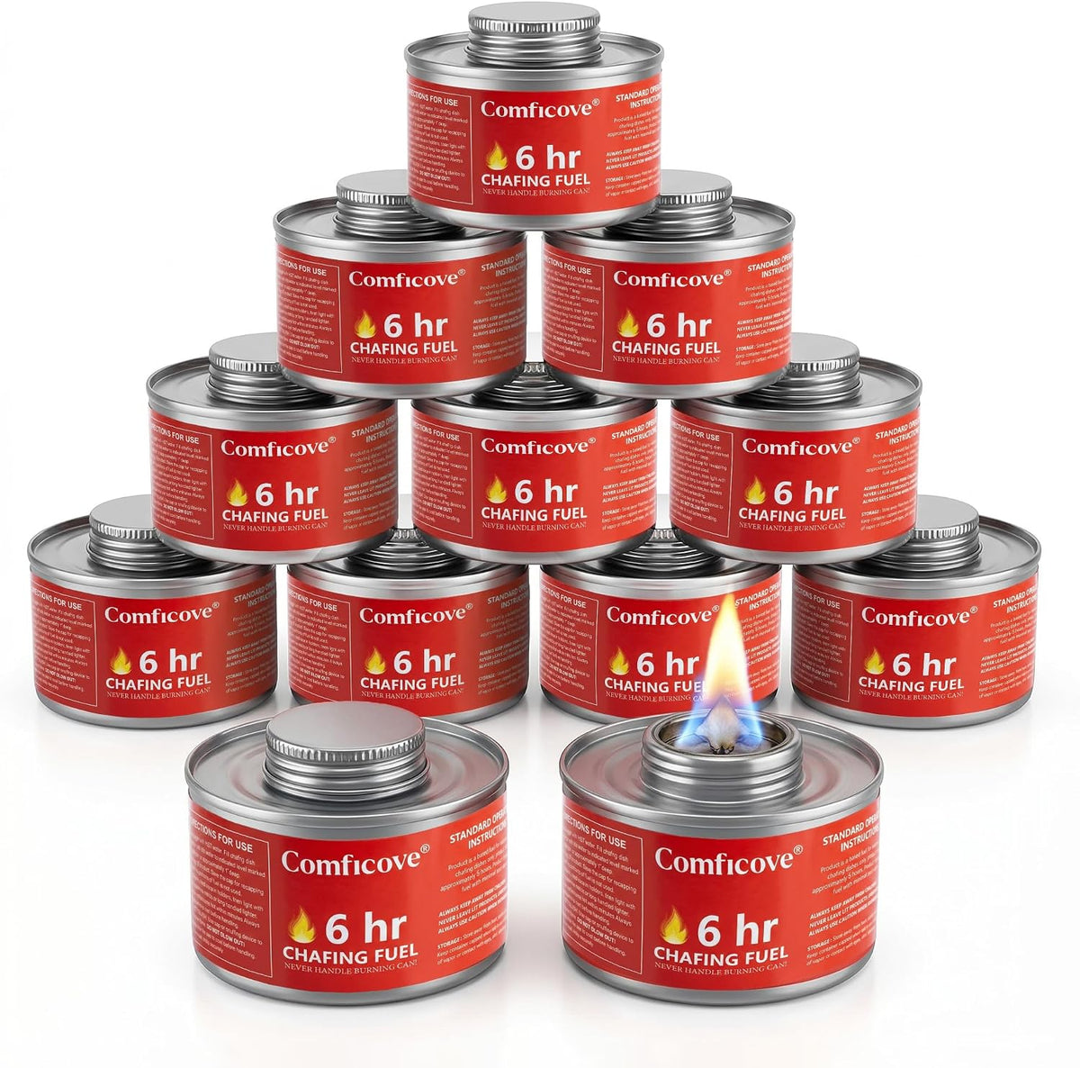 COMFICOVE 6 Hour Chafing Fuel Cans | 12 Pack Canned Heat Food Warmer
