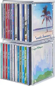STORi Stackable Clear Plastic CD Organizers (2 Pack) Cube Jewel Case Holders Perfect for Theatre Room | Holds up to 12 CD Cases per Organizer | Made in USA