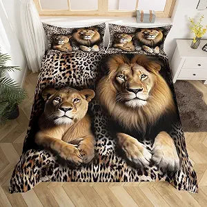 Erosebridal Wild Lion African Duvet Cover Set King Size, 3 Piece