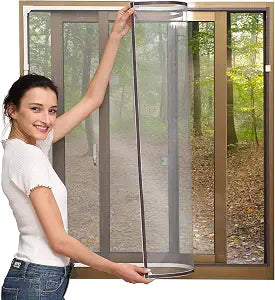 NeatiEase Adjustable DIY Magnetic Window Screen Max 60 x 48 Fits Any Size Smaller with White Frame Fiberglass Mesh