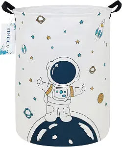 Round Collapsible Astronaut Space Laundry Hamper for Teens and Adults