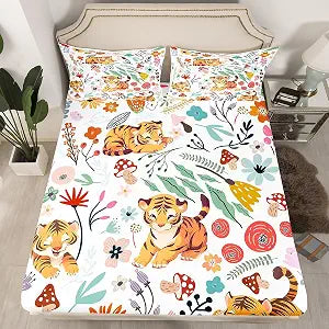 Erosebridal Cute Tiger Fitted Sheet for Boys Girls Kids Full