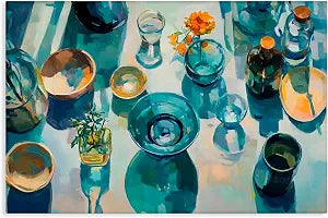 Glass Breakfast Table Setting, 16 x 24 Inch Canvas Wall Art