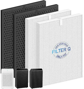 5510 5520 5530 Filter Q For WINIX 5510 5520 5530 Air Purifier Filter Replacement 1712-0123-00 For Large Room 1882 Ft/Hr 2 H13 True HEPA Filters & 2 Activated Carbon, 2+2 Pack