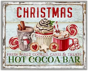 Festive Hot Chocolate Holiday Sign, 11 x 14 Inch Framed Gicle Print