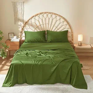 DOZ 100% Long Staple Cotton Sheet Sets, Soft Sateen Weave Cotton, Smooth, Breathable, Cooling Sheets, Hotel Comfort, Durable and Last for Years, 1 Flat Sheet Only (Forest, King/Cal King)