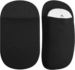 Slim Mouse Holder for Laptop, Universal Wireless Mouse Sleeve Pouch for Laptop Stick on, Black Adhesive Computer Mouses Pocket Holder Case, No Glue Residue