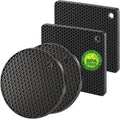 NileHome Silicone Trivet Mats - 4 Heat Resistant Hot Pads,Black