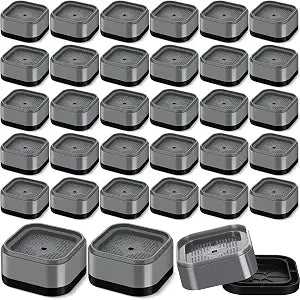 Ecally Furniture Risers Adjustable Bed Risers Desk Leg Risers 1.38" Stackable Heavy Duty Bed Lifts Risers Square Bed Raising Blocks for Mattress Table Leg Desk Chair Couch Sofa Dorm (Gray,32 Pack)