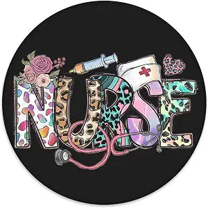 Floral Leopard Nurse Mouse Pad for Desk, Nurse Appreciation Gifts Mousepad for Work Wireless Mouse Computers Laptop Desk Accessories, Nursing Office Supplies, 7.9x7.9 Inch