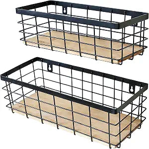 ShabbyDecor Metal Wire Basket for Kitchen Cabinet Pantry Bathroom Set of 2