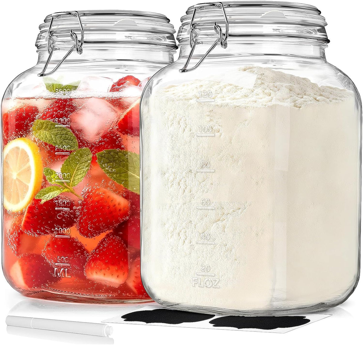 1 Gallon Glass Jars, Large Glass Storage Containers with Lids, Mason Jar