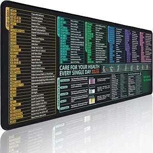 Excel Cheat Sheet Desk Pad, Non-Slip & Waterproof Shortcut Mouse Pad
