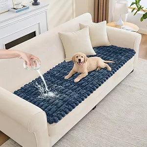 Waterproof Dog Couch Cover, Non Slip Pet Sofa Protector, Thick Fuzzy Couch Cover for Dogs, Machine Washable Furniture Protector, Scratch Resistant Pet Couch Mat(Berlin Blue, 28" x 59"/70 x 150cm)