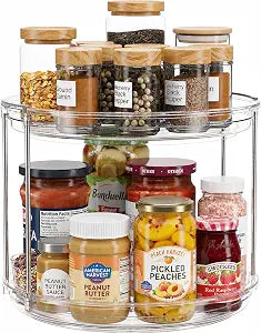 Oizeir Clear Two Tier Lazy Susan Organizer