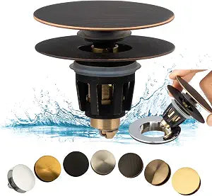 Artiwell Universal Bathroom Sink Drain Stopper, Fits Most Pop-Up Drains for Vessel Sink Lavatory Vanity, Sink Drain Strainer with Detachable Hair Catcher, Tested by Plumber in US (Oil Rubbed Bronze)
