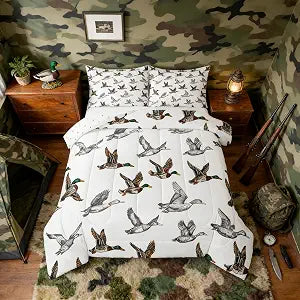 Feelyou Duck Hunter Comforter Set Full Size for Kids Boys Girls Bedding Set