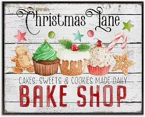 Christmas Lane Bake Shop Holiday, 11 x 14 Inch Framed Gicle Print
