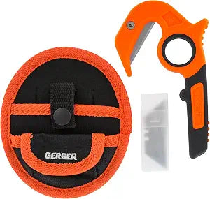 Gerber Vital Zip Utility Knife w. Sheath, Plain Edge Blade, Stainless Steel