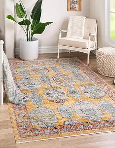 Unique Loom Lola Collection Area Rug - Bold (2' x 3' 1" Rectangle, Yellow/Blue)