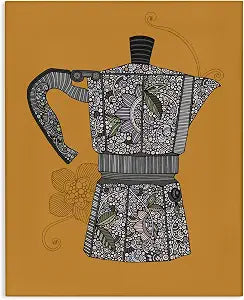 Moka Pot Coffee Still Life Boho, 16 x 20 Inch Canvas Wall Art