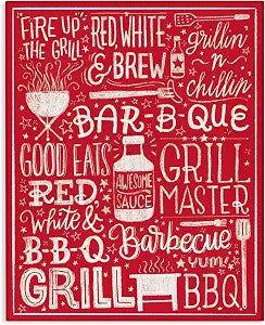 Stupell Industries Fire Up Grill Summer BBQ Phrases Red White