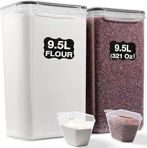 Gorpuire 2-Pack (9.5L | 321 Oz) Extra Large Bulk Food Storage Containers