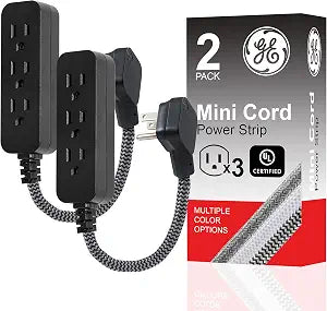 GE 3-Outlet Power Strip Mini Extension Cord with Multiple Outlets 5 Inch