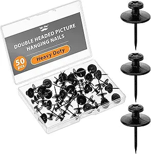 Mr. Pen- Double Headed Picture Hanging Nails, 50 Pack, Black