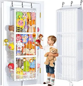 Toread Over the Door Stuffed Animal Storage  Patent Elastic Rope Design Easy Store Plush Toy Stuff Animal Organizer Large Capacity Hanging Stuffie Storage Suitable for Kids Room Toy Holder Bedroom