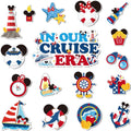 17Pcs in Our Cruise Era Cruise Ship Party Supplies Door Magnetic Decals Summer Door Nautical Theme Style Entrance Decals Decor Waterproof Magnetic Sticker for Holiday Carnival Ships Cabin