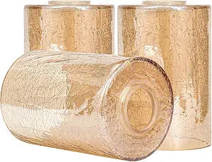 3 Pack Amber Crackle Effect Glass Lamp Shade Replacement, 1-5/8" Fitter