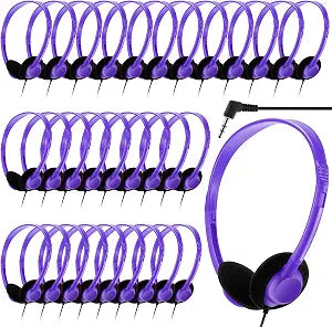 Yunsailing 30 Pack Over Ear Headphones with Cord Bulk Set,Purple