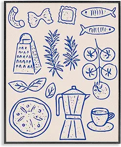 Pasta Espresso Kitchen Still Life, 11 x 14 Inch Framed Gicle Print