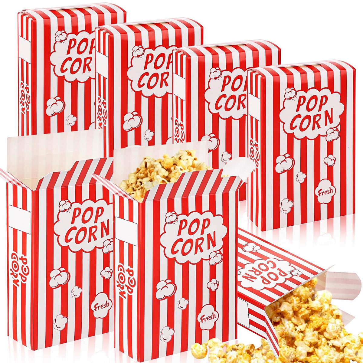 100 Pack Popcorn Boxes for Party Bulk, Pop Corners Cups Individual Servings
