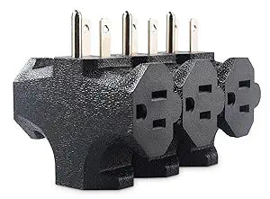 [ETL Listed] Cable Matters 3-Pack 15A 1875W 3 Way Plug Adapter, Black