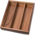 Fibogollo Acacia Wood Silverware Organizer with 3 Slots for Kitchen