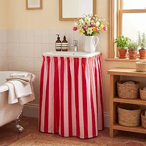 Sink Skirt for Bathroom Christmas Candy Cane Sink Skirt