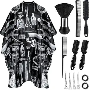 Barber Cape 13Pcs with Neck Duster Brush Adjustable, Extra Long Hair Cutting Cape 63" x 55" Profesional Barber Accessories for Men/Adults/Barber/Salon/Clients/Home/Women/Kids