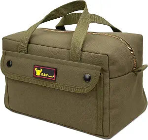 Waxed Canvas Compact Military Duffle Bag, 11 x 7 x 6 In, Water-Resistant