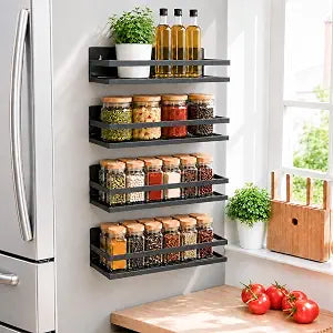 SMRCAD Magnetic Spice Rack 4-Pack  Heavy-Duty, Rust-Resistant