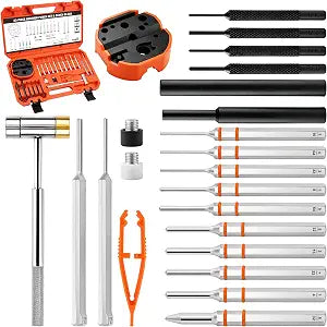 HORUSDY 23-Piece Punch Set Roll Pin Punch Set and Hammer with Bench Block, Punch Tool Ideal for Maintenance
