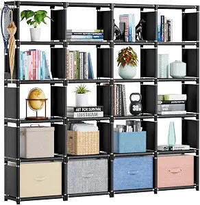 Mavivegue Book Shelf Cube Storage Organizer 20 Cubes DIY Metal Bookshelf
