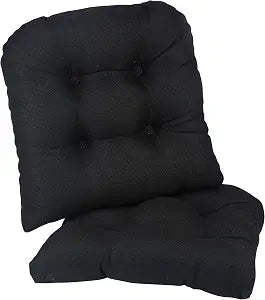 Klear Vu Gripper Overstuffed Universal Non-Slip Dining Chair Cushions for Kitchen Decor or Office Use, U-Shaped Skid-Proof Seat Pad, 15x15 Inches, 2 Count (Pack of 1), Solid Black
