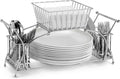 Sorbus Buffet Caddy, Stackable Utensil, Napkin & Plate Holder (Silver)