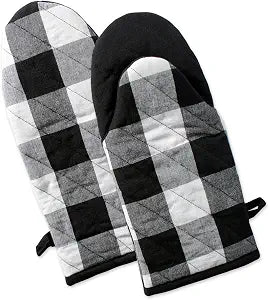 DII Buffalo Check Kitchen Collection, Classic Farmhouse Kitchen Set, Oven Mitt, Black & White, 2 Piece