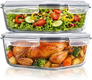 2Pack 2250ml/76.4oz Extra Large Glass Storage Containers with Lids
