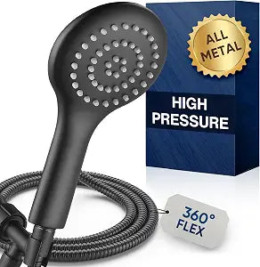 Cobbe All Metal Shower Head with Handheld - Solid Stainless Steel High Pressure Showerhead, 1-Spray Detachable Wand with 59" Hose & Adjustable Bracket Water Saving Eco-Flow (Matte Black)